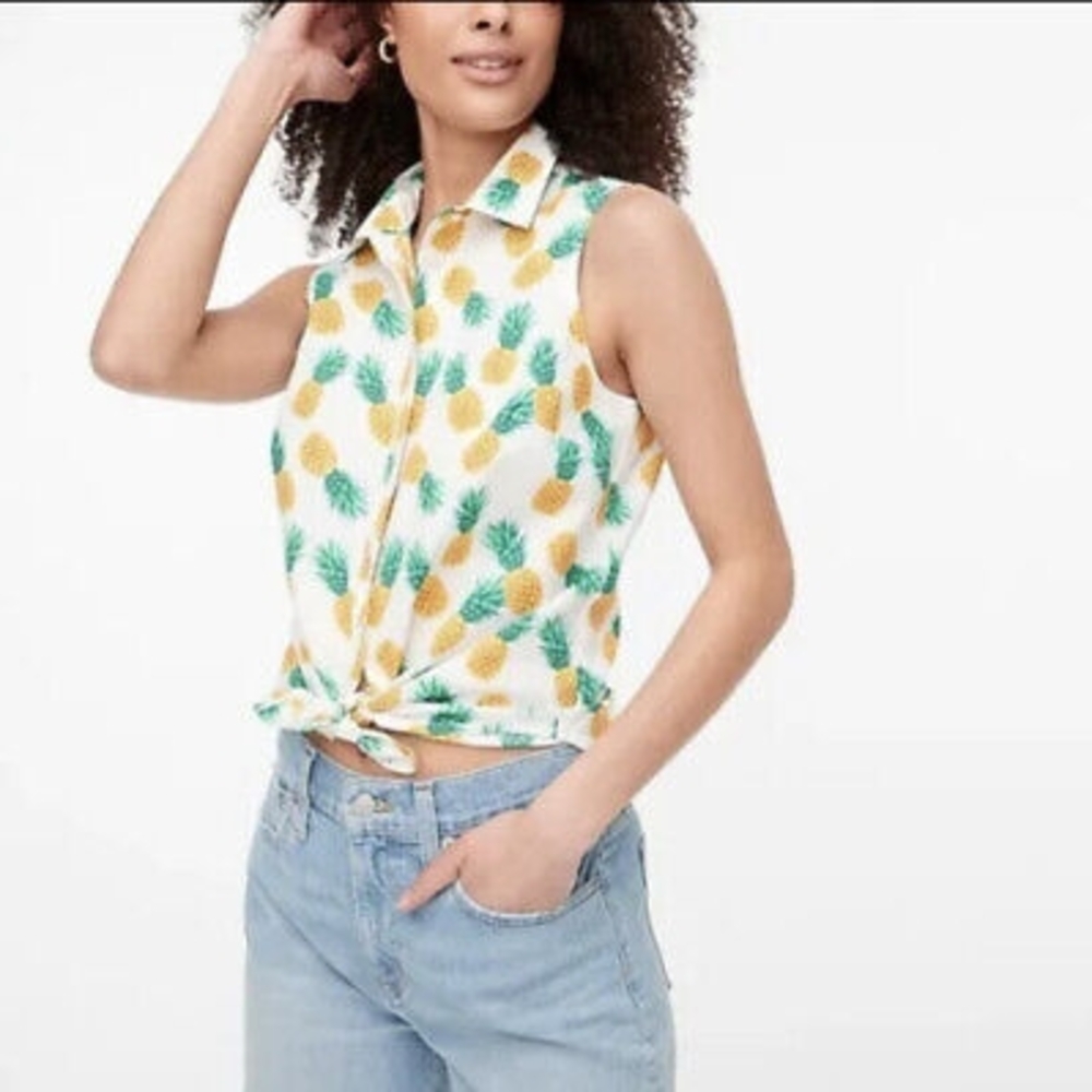 J. Crew Pineapple Print Sleeveless Blouse